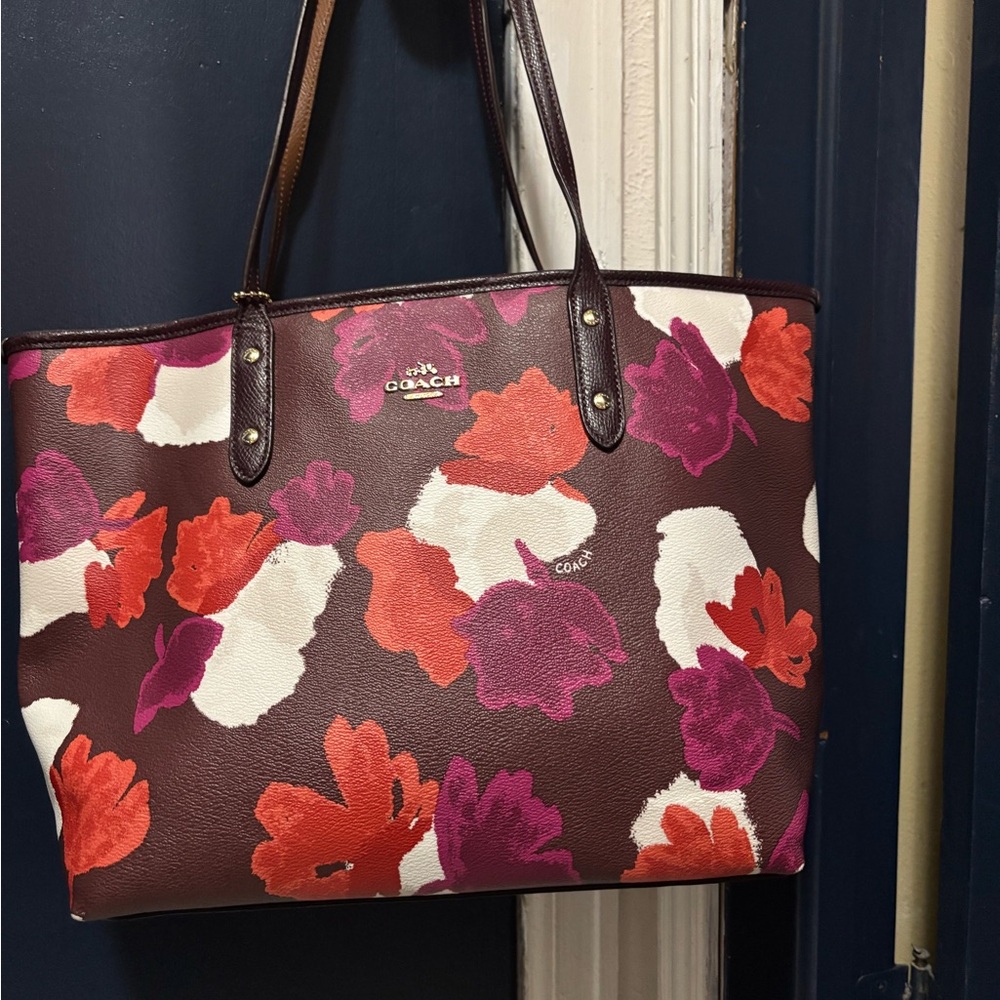 Coach Multicolor Floral Leather Tote